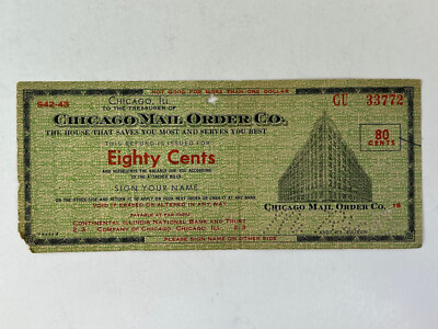 1950s Chicago Mail Order Company Savings Check Chicago Illinois 1 Day Ship! 
