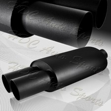3 Dual Tip Black Stainless Steel Weld On Exhaust Muffler 2.5 Inlet Universal