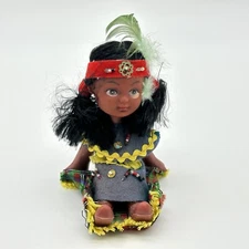 Native American Doll Sitting Plastic Souvenir Vintage 