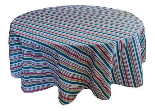 Tektrum 70" Round Colorful Stripes Tablecloth-Waterproof/Stain Resistant - Picture 5 of 6