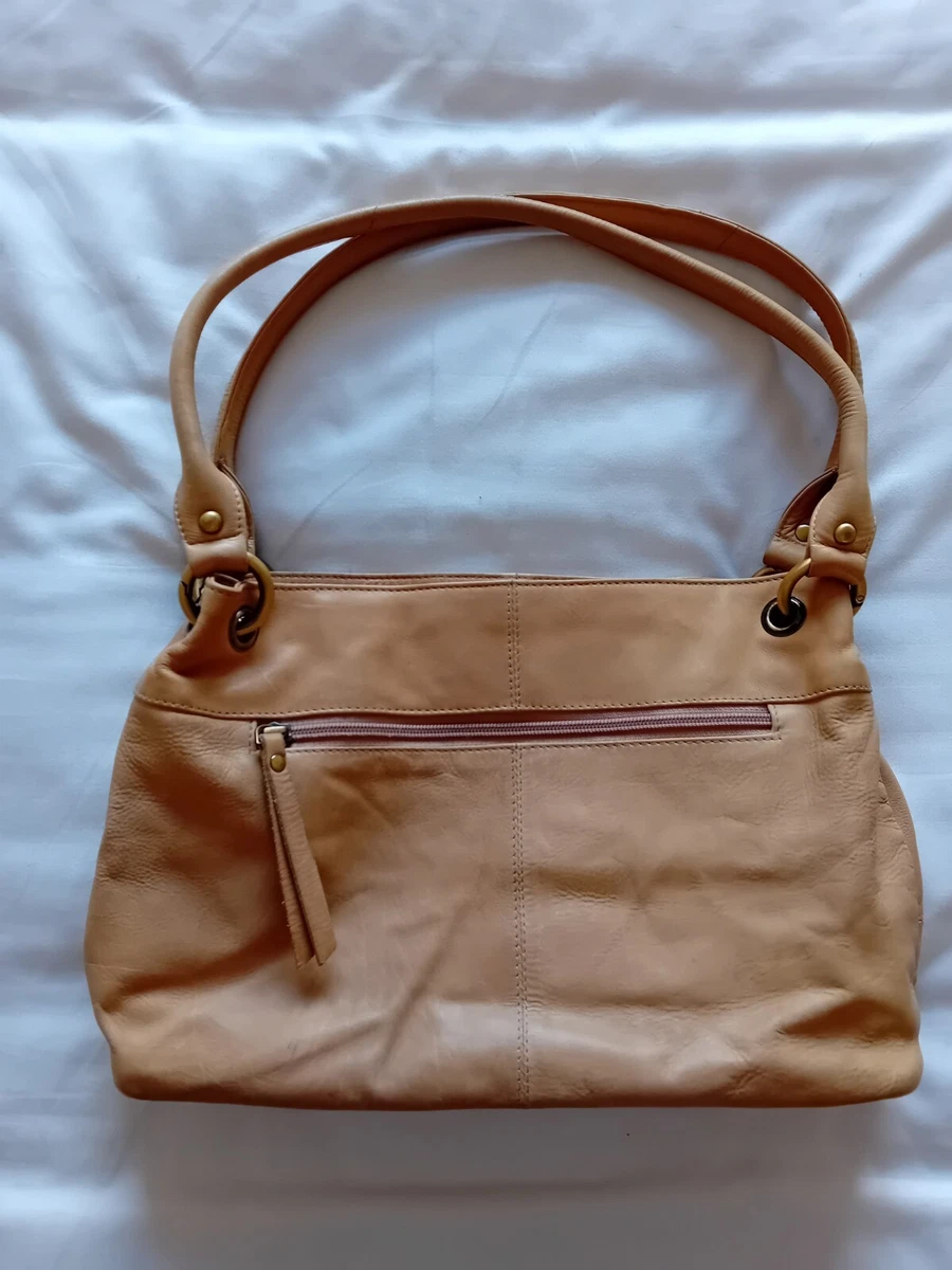 Vintage Gigi Tan Genuine Leather Twin Compartment Tote Shoulder