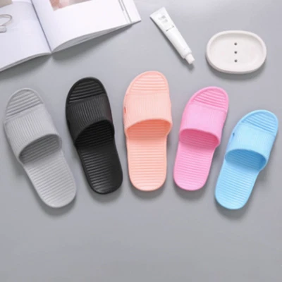 Soft Stripe Bathroom Slippers Men's Flip-flops Summer Shoes Women's Sandals - Image 1 of 4