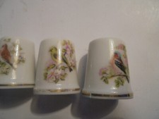 4 x Fingerhut Portugal Thimbles Porzellan porcelaine V&ouml;gel