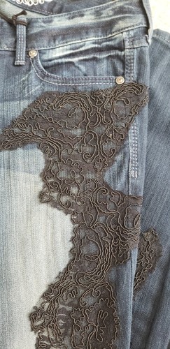 Express women Zelda Slim Fit Ultra Low Rise Ultra Skinny Black Lace Jeans size 8 - Picture 6 of 12