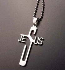 Jesus Cross God Faith Lord Believe Trust Love Father Saint Charm Necklace