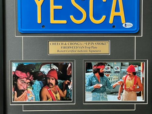 Cheech & Chong Signed "YESCA" Movie Car License Plate Framed Collage BAS Auto - 第 4/7 張圖片