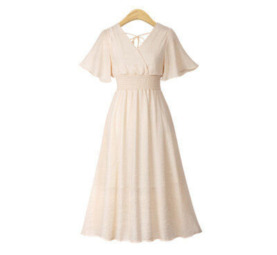 beige kimono dress Wide Sleeve Kimono/ Beige