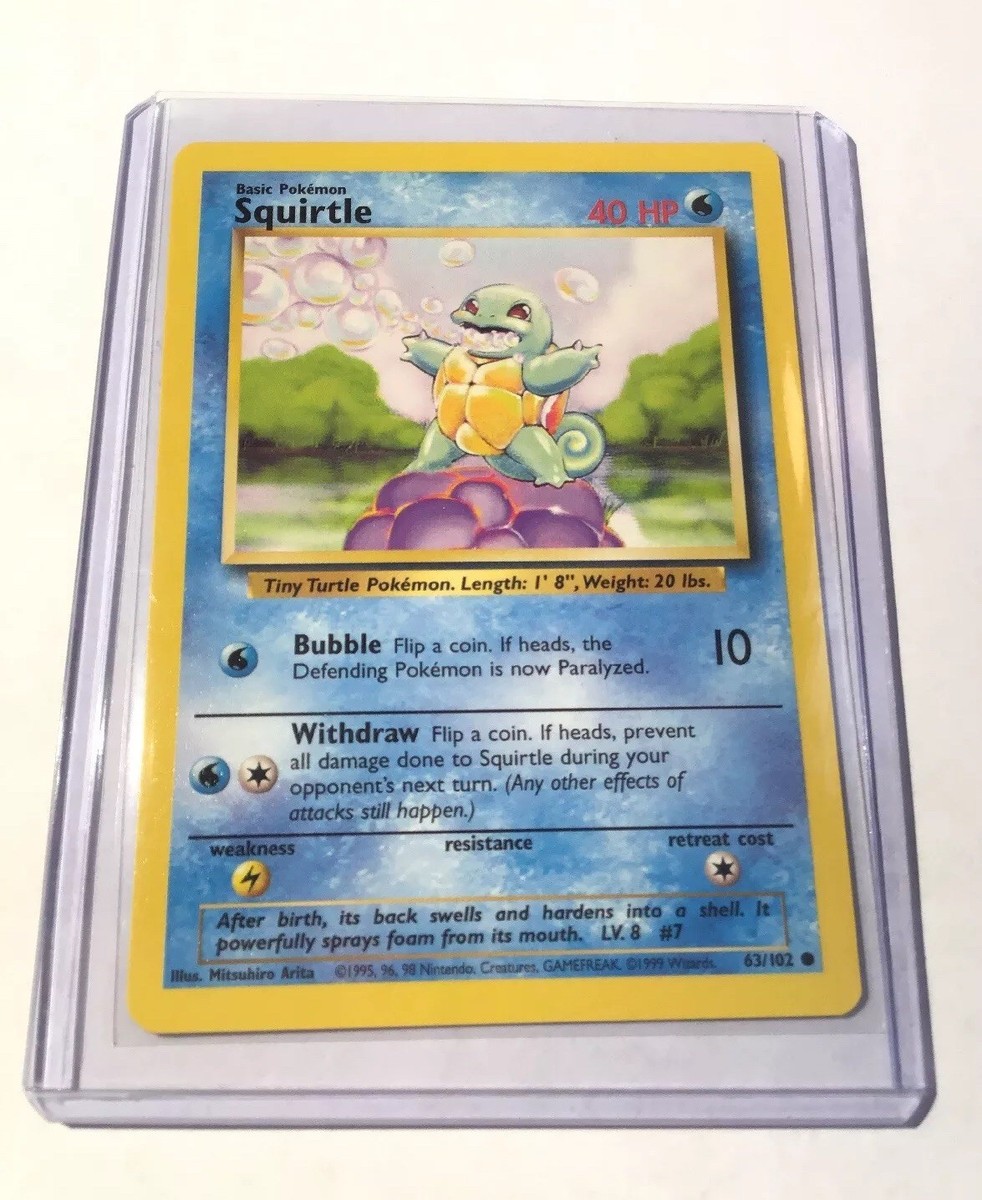 squirtle pokemon card value 63/102 Pokemon Base Set (1st Edition) Squirtle #63/102 PSA 8 Trading Card