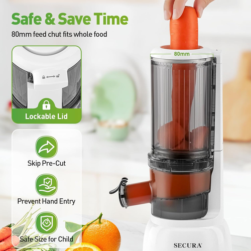 Mesh Free Slow Juicer with Stainless Steel Prong Spiral Auger, Cold Press Juicer - Picture 5 of 7