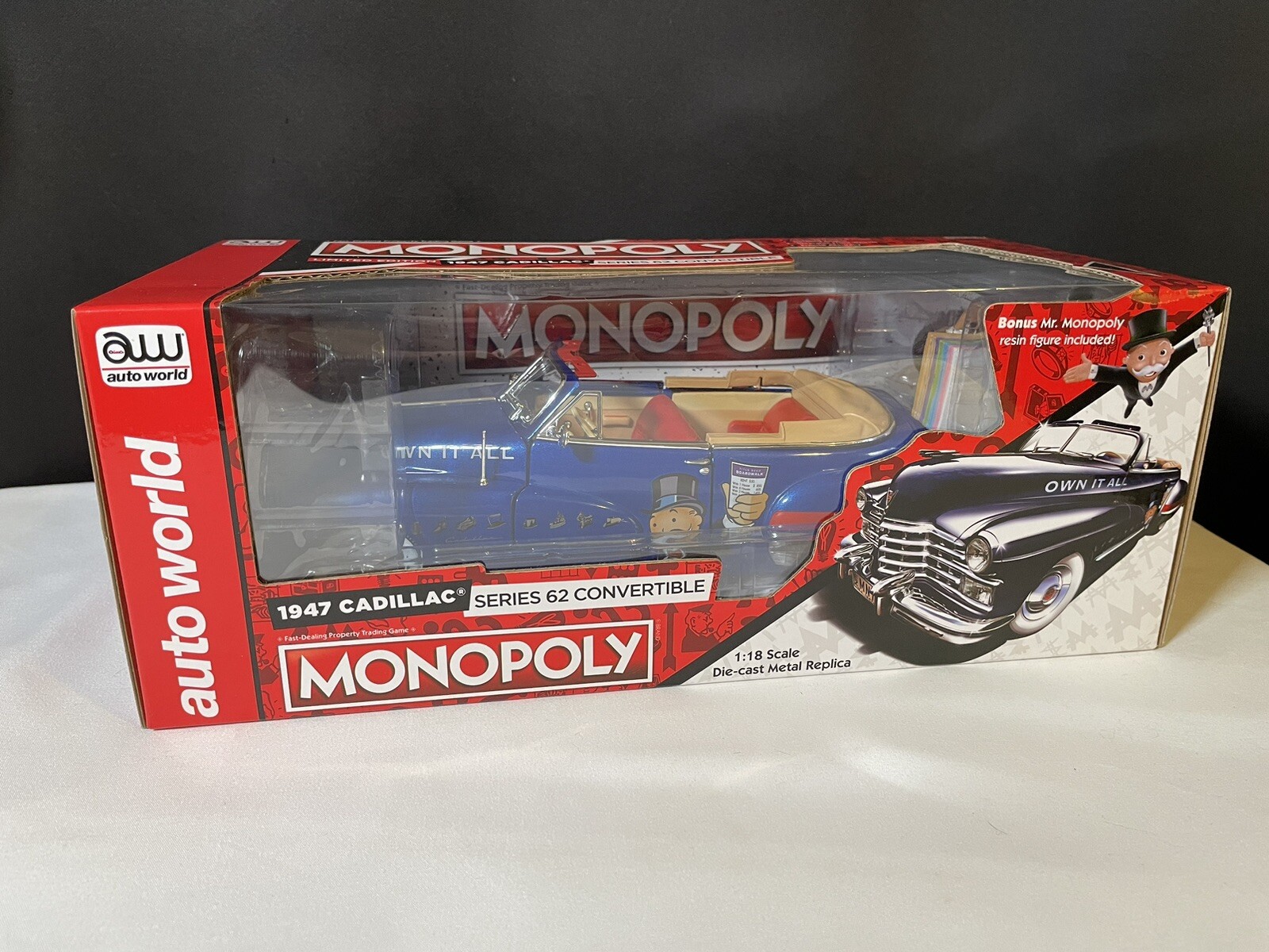 Monopoly 1947 Cadillac Series 62 Convertible 1:18 Scale Model NIB