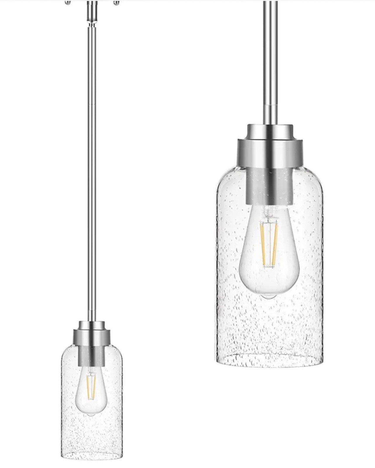 Single Pendant Hanging Hood Light Indoor Seed Glass Shade Brushed Nickel Finish eBay