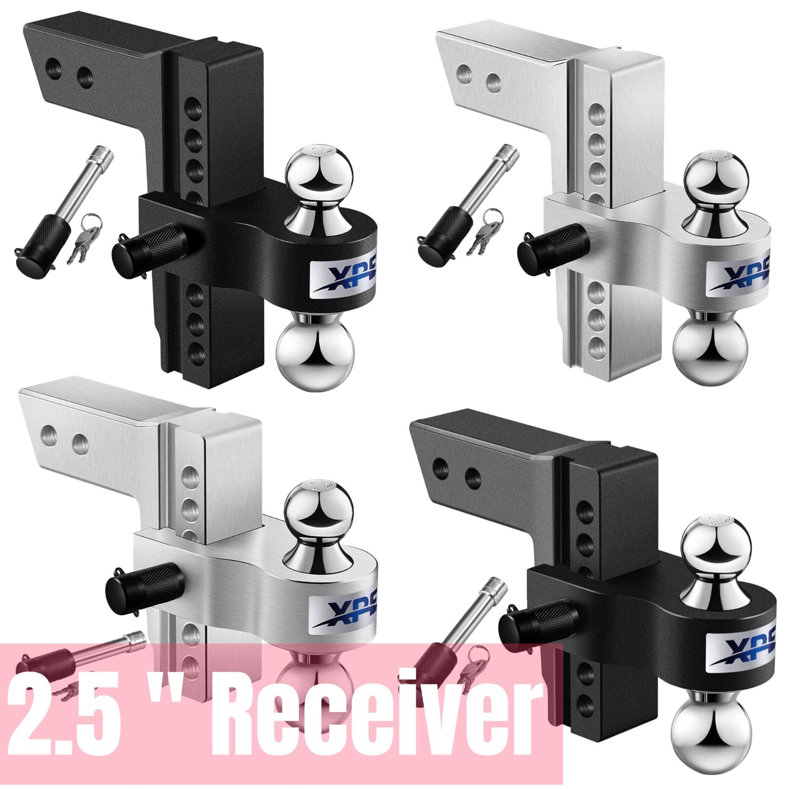 Adjustable Trailer Hitch Ball Mount Fits 2.5