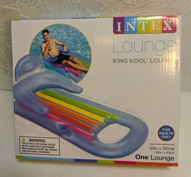 Intex King Kool Lounge Floating Swimming Pool Lounger with Headrest & Cupholder | eBay