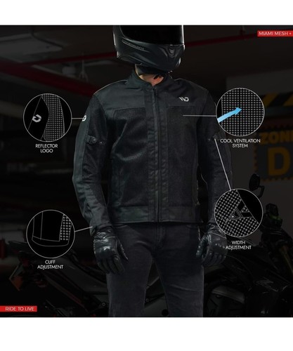 WD Motorsports Motorcycle Mesh Jacket Size XXL - Black - Picture 3 of 7