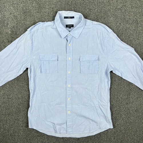 Gant Button Up Shirt Men XL Extra Large Long Sleeve Cotton Solid Blue - Bild 2 von 9