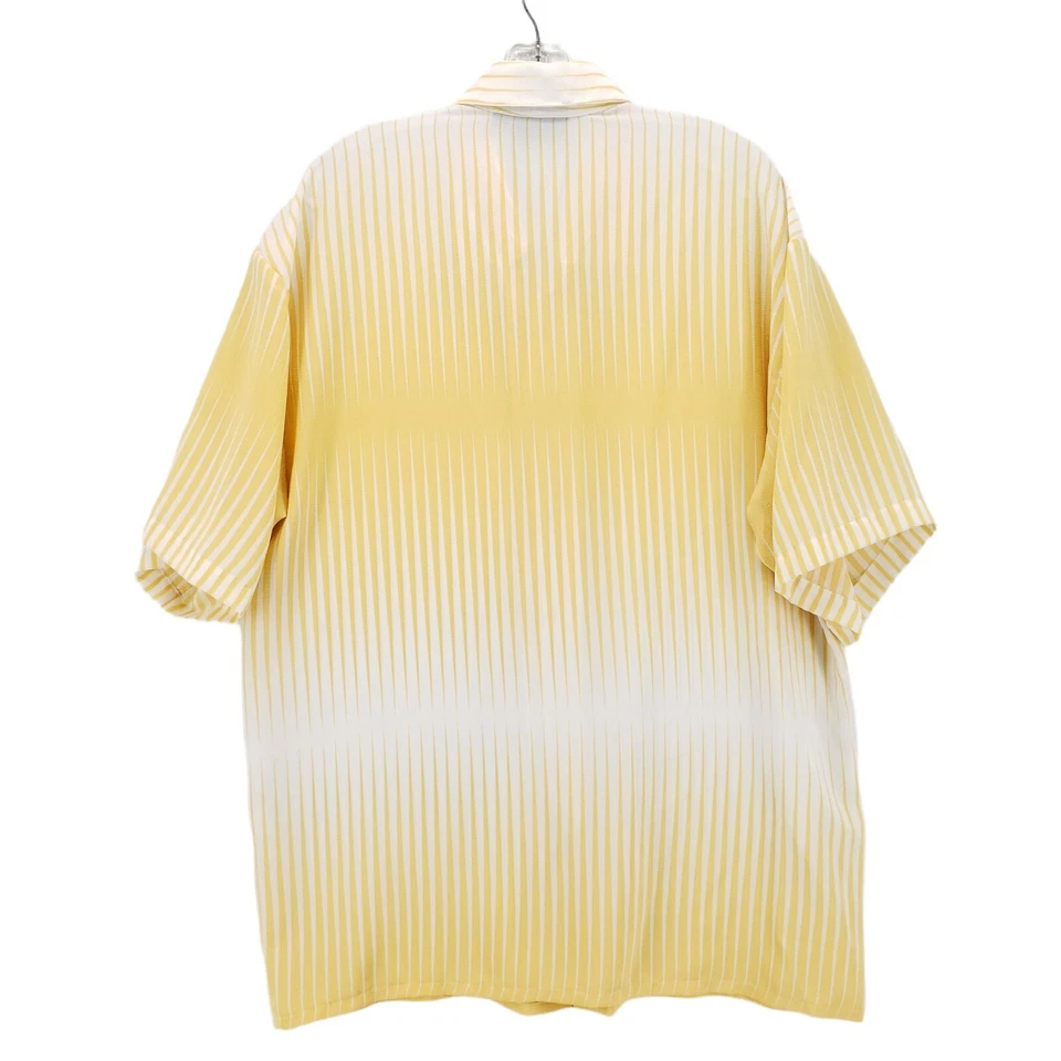 MONZINI Collection Short Sleeve Yellow Ombre Striped Shirt MADE IN USA LARGE - Image 3 of 4