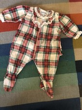 Vintage Land Of Salzburg Plaid Pajama Ruffle 6-9 Months Zipper