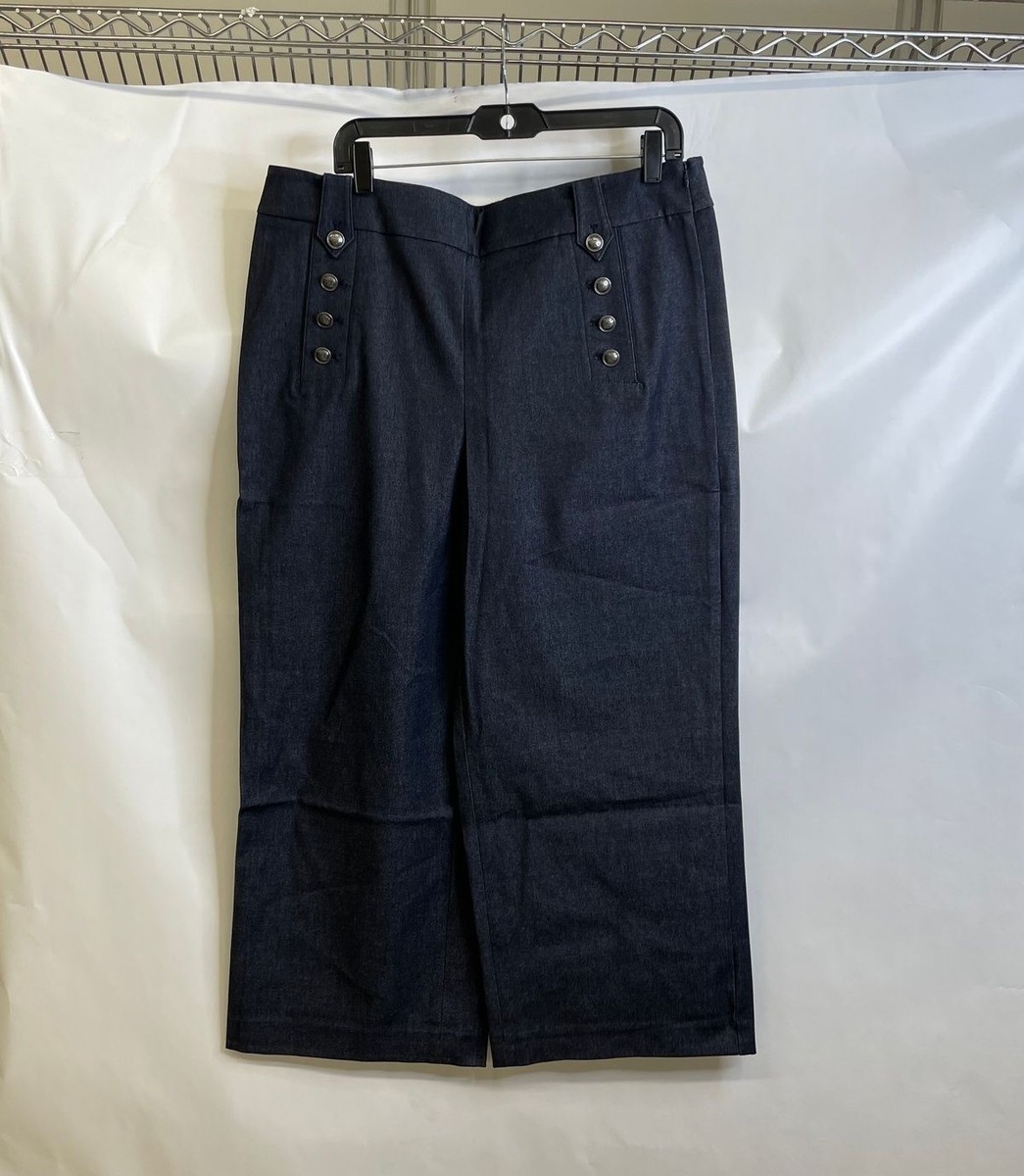 TALBOTS Knit Sailor Crop Pants Women's Size 14 Faux Denim