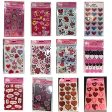 You Choose- Valentines Sticker Sheets Sets Hearts XO Dog Angel Puffy new Love