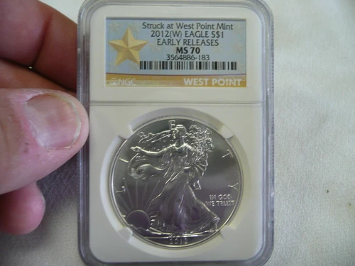 2012-(W) Silver Eagle; NGC MS70; "Early Releases"; "Struck at West Point Mint"