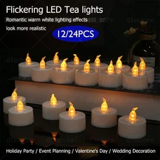 Flameless LED Tea Light Votive Candles w/Batteries - 200 Hours Runtime (24-Pack)