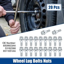 20 Pcs M12x1.25 Wheel Lug Bolts Nuts Fit for Jeep Cherokee 14-22 No.6509933AA