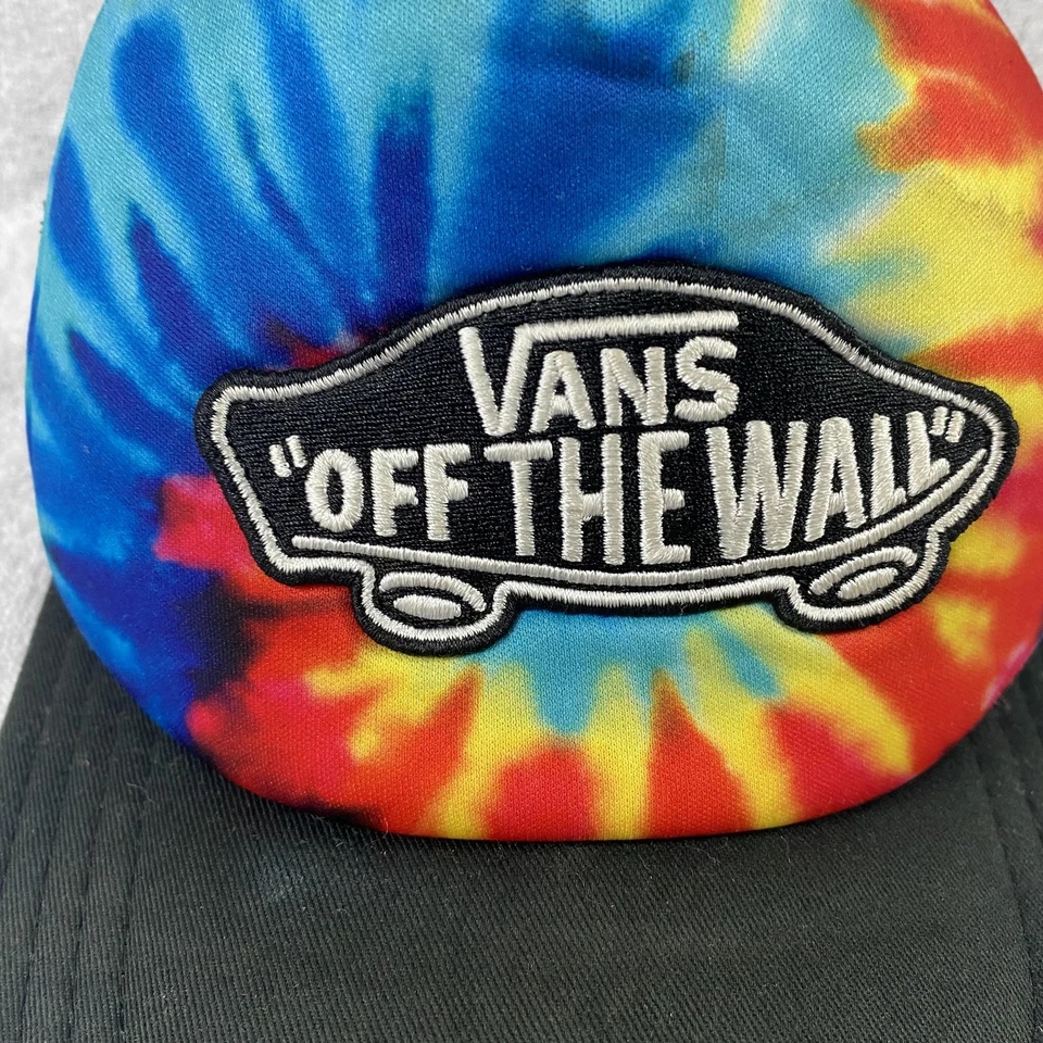 Vans Sombrero Gorra Snap Back Tie Dye Trucker Parche Monopatín Fuera de la Pared Hombres Malla Foto 3 de 4