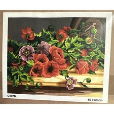 Printed needlepoint tapestry Canvas Only Orchidea 40x50 Cm Poppies