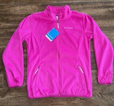 NWT Columbia FAST BEAUTY FULL ZIP Fleece jacket youth L LARGE BRIGHT PINK GIRLS