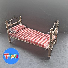 Dolls House Brass single bed with mattress 12th scale