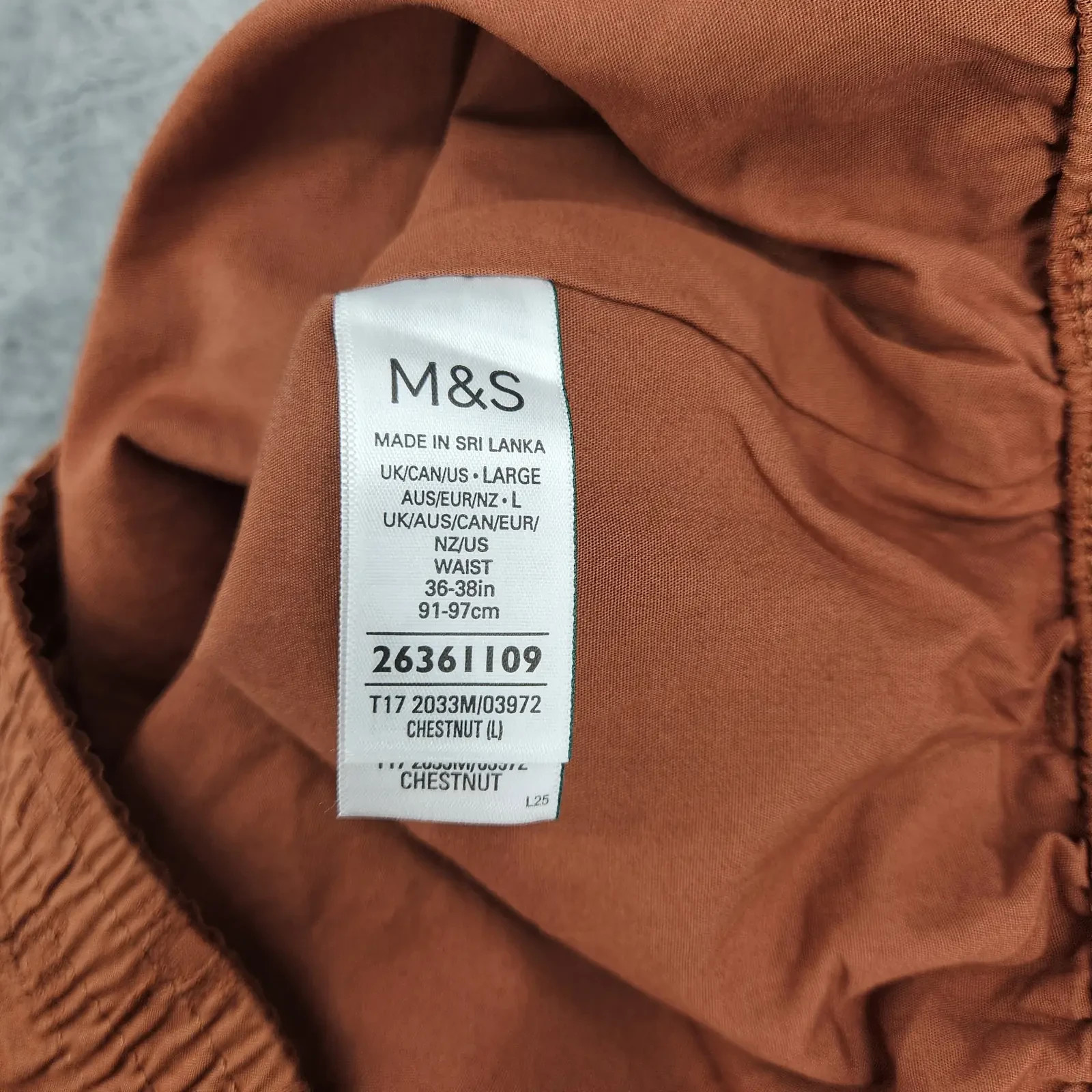 M&S Mens Shorts Large 36-38 Chestnut Pure Cotton Jacquard Elasticated Waist image 5