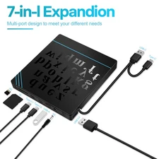 7in1 External USB 3.0 DVD CD RW Writer Drive Burner Reader Player For Laptop PC