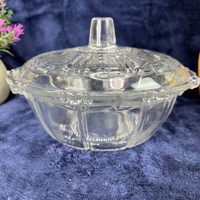KIG INDONESIA CLEAR GLASS CANDY DISH W/ LID 7''