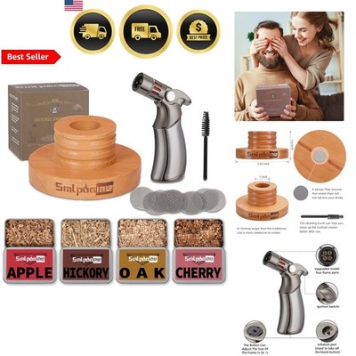 Cocktail Smoker Kit with Torch Wood Chips Candle Lighter Old Fashioned Drink ...