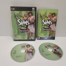 The Sims 2 University PC Game Expansion Pack 2006 2 Disc w/ Manual & Code VGC