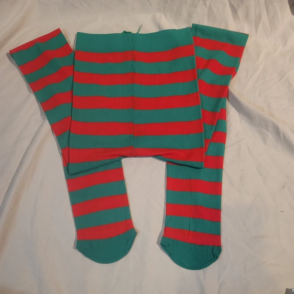 3-Rojo Verde Blanco Damas Medias a Rayas Navidad Elfo Navidad Vestido Elegante Disfraz Foto 2 de 4