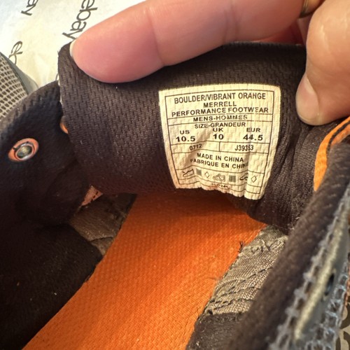 Scarpe da corsa Merrell Boulder Trail Vibram a piedi nudi J39393 sneakers uomo taglia 10,5 - Foto 11 di 14