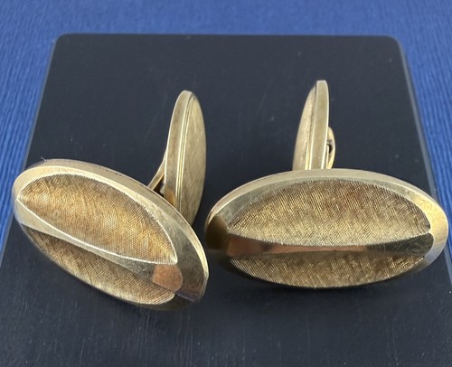 Fantastic Vintage 14k gold CUFFLINKS ~ Heavy ~ Brushed ~ MCM ~ 11.4 grams