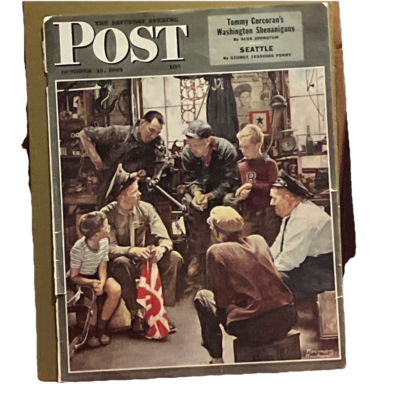 1945 Norman Rockwell Saturday Evening Post WW II Soldier Original Magazine Cover