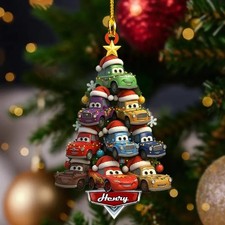 Personalized Car Ornament Custom Name, Christmas Tree Decor Family Gift