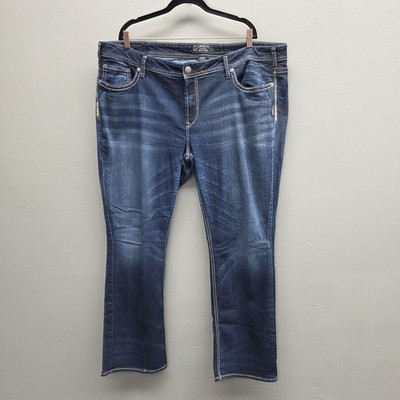 Silver Jeans Aiko Mid Slim Boot Jeans Womens 24x31 Blue Super Stretch Denim