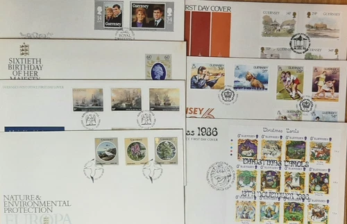 z(GGY-247) GUERNSEY 1986 FDC set of (7) First Day Covers (ALL pictured)