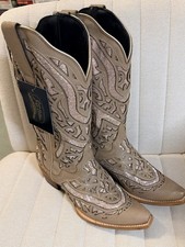 J. B Dillon Reserve Sz 11B Cowboy Boots Beige Rose Gold Underlay Genuine Leather