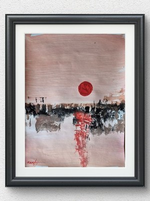 Original Abstract Desert 11x14 Hand Painted Neutral Decor Acrylic on Paper P129