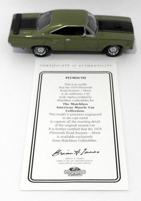 Matchbox 1/43 Scale Metal Model YMC04-M - 1970 Plymouth Road Runner Green/Black - Image 2 of 4
