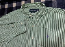 VTG Polo Ralph Lauren Classic Fit Button Down Shirt 2XL Green Striped Preppy