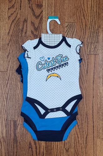 NEW Chargers 3pc Bodysuit Creeper Set Infant baby Newborn 0-3 Months NFL Girls - Picture 3 of 5
