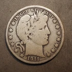 1911 **P** BARBER SILVER HALF DOLLAR ***NICE COIN!***  FREE SHIPPING! C1959