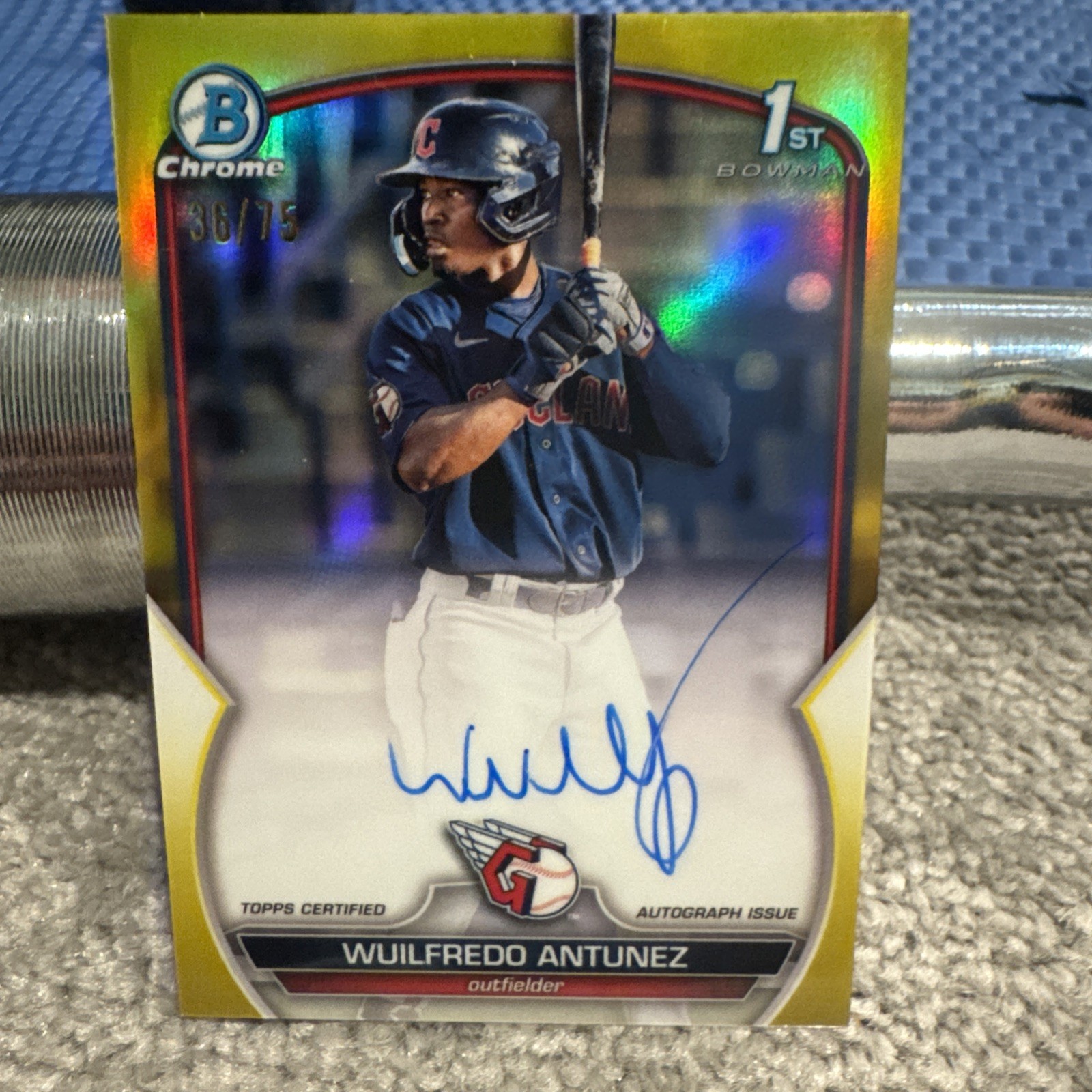 2023 Bowman Chrome Wuilfredo Antunez 1st Bowman Yellow Refractor Autograph /75
