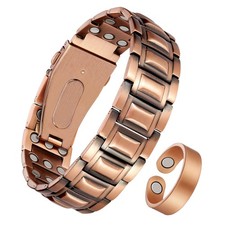 3X Strength Magnetic Copper Bracelet for Men - 99.9 Pure Copper Bracelet  R...